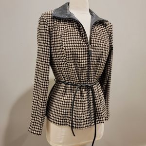 Sarah b Studio zip up faux leather collar jacket